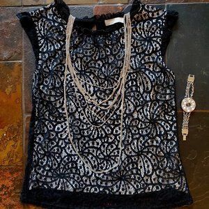 Forcast Front-lined Lace Sleeveless Top